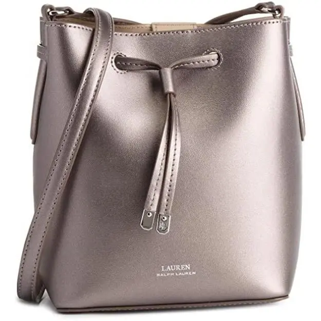 Lauren Ralph Lauren Dryden Debby II Mini Leather Drawstring Handbag Pewter