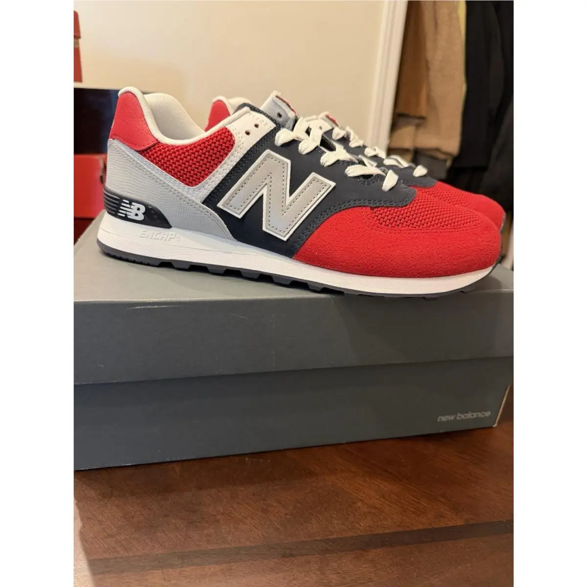New Balance shoes - New Balance 574 - Red,blue,white,grey (UPC: 0192662538844) 0