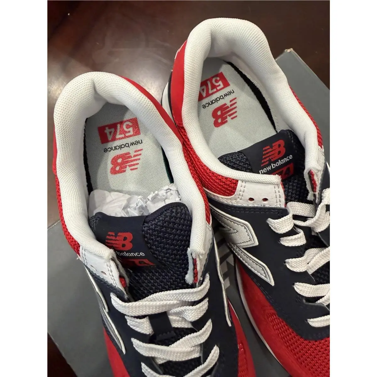 New Balance shoes - New Balance 574 - Red,blue,white,grey (UPC: 0192662538844) 6