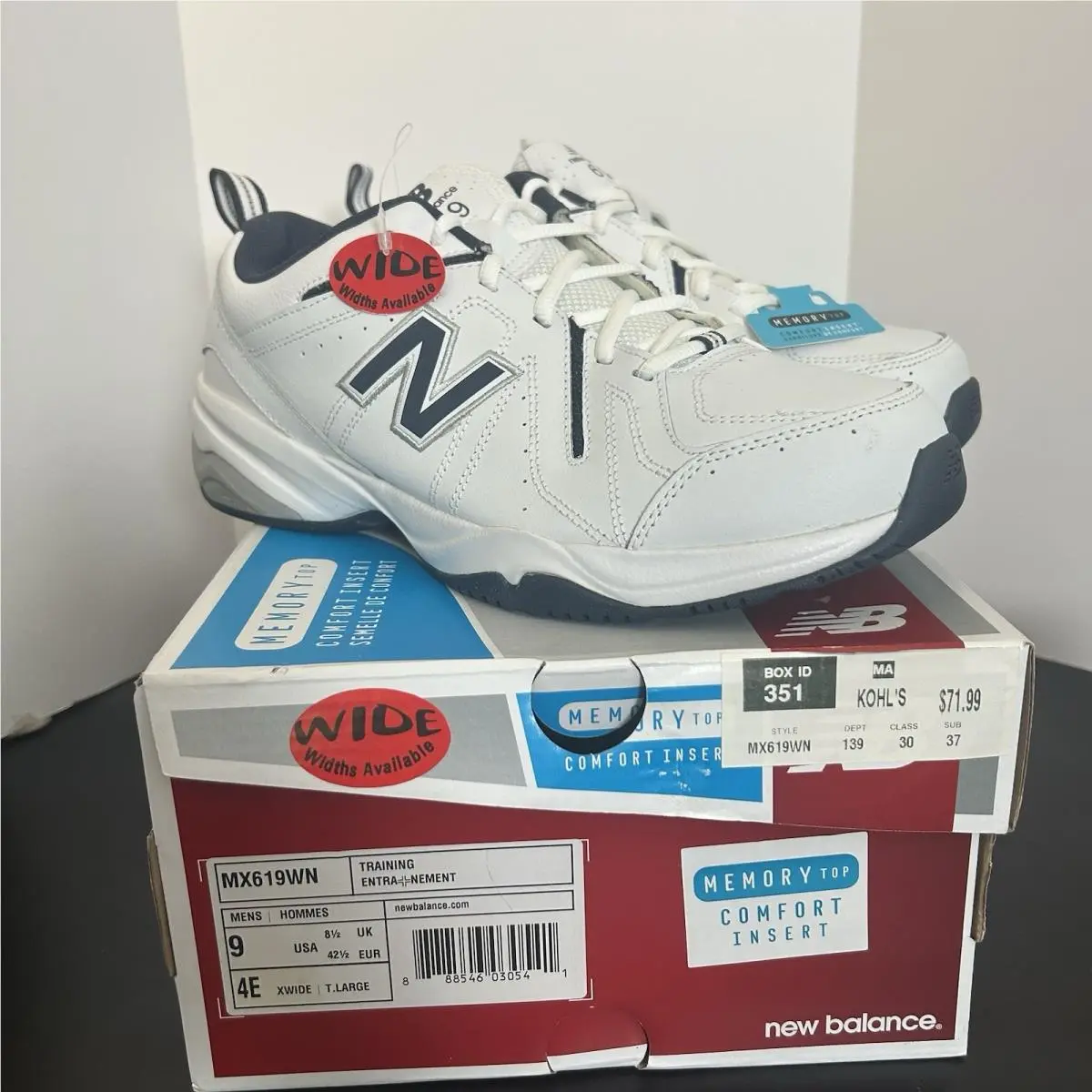 New Balance Shoes MX619WN2 White Blue Cross Training Sneakers Men`s Size 9W 4E