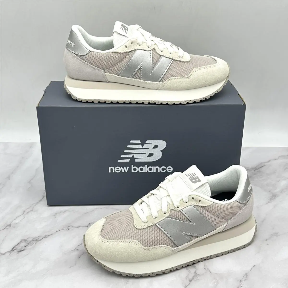 New Balance 237 Shoes Womens Size 8.5 Beige White Suede Sneakers Retro WS237MSB