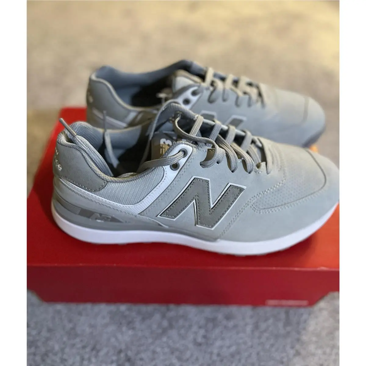 New Balance 57/40 MG574LG Greens V2 Light Grey Men 8.5 2E Wide Dad Shoes