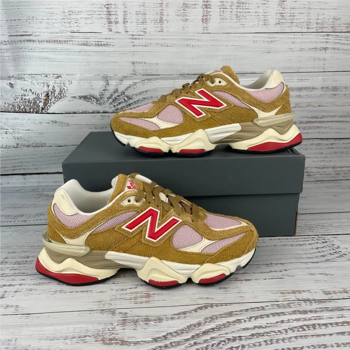 New Balance 9060 Womens 8 D Lifestyle Sneakers Beige Pink Red