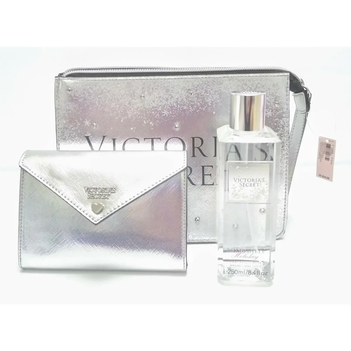 3pc Victoria`s Secret Set Body Mist Bombshell Cosmetic Wallet Purse Bag