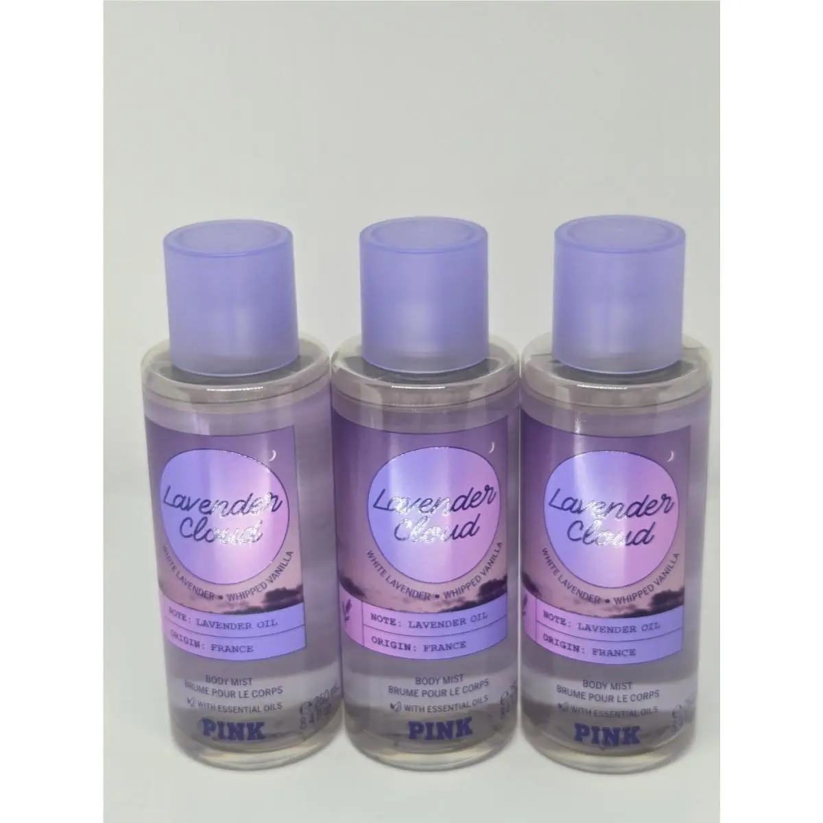 Victoria`s Secret Pink Lavender Cloud Fragrance Mist 8.4oz x3