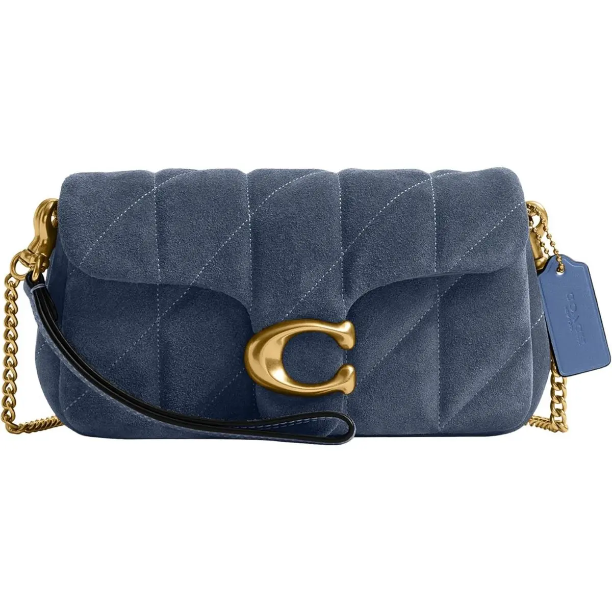 Coach Tabby Chain Crossbody Bag 19 with Quilting - Light Denim Suede