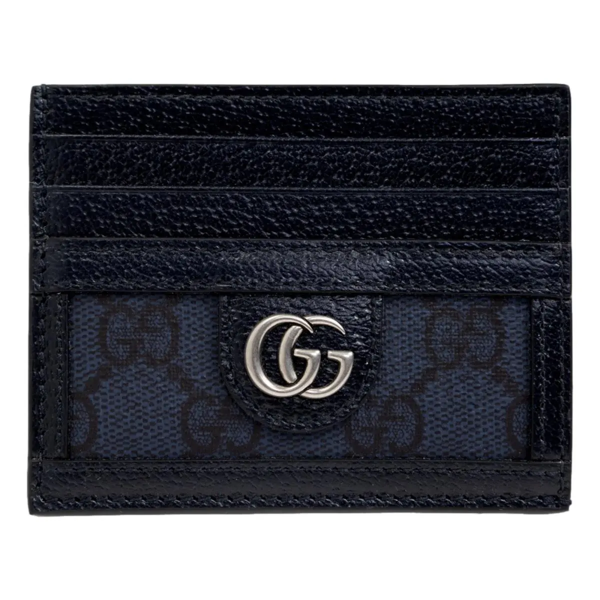 Gucci Ophidia GG Canvas Leather Navy Card Case Wallet