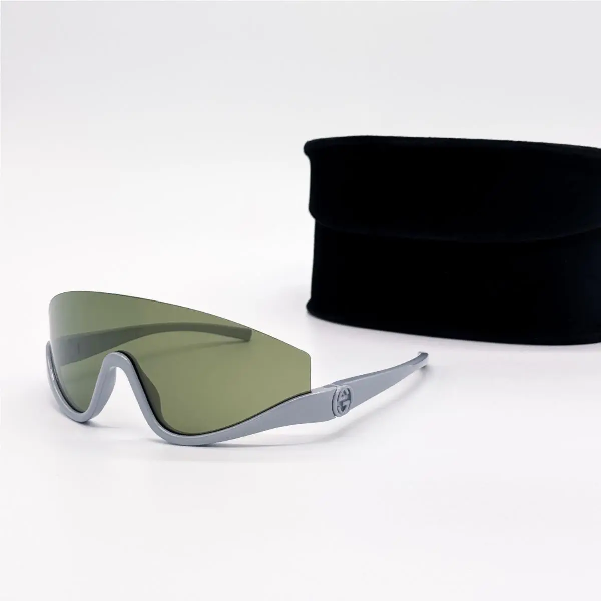 Gucci Sunglasses GG1650S 011 Shield Gray Green Unisex Gucci Eyewear