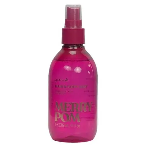Victoria`s Secret Pink Merry Pom Hair Body Mist Spray Hyaluronic Acid 8 oz