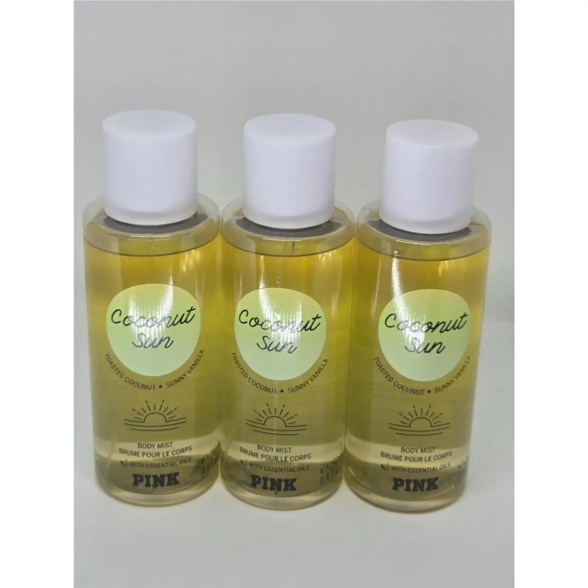 Victoria`s Secret Pink Coconut Sun Fragrance Mist 8.4oz x3