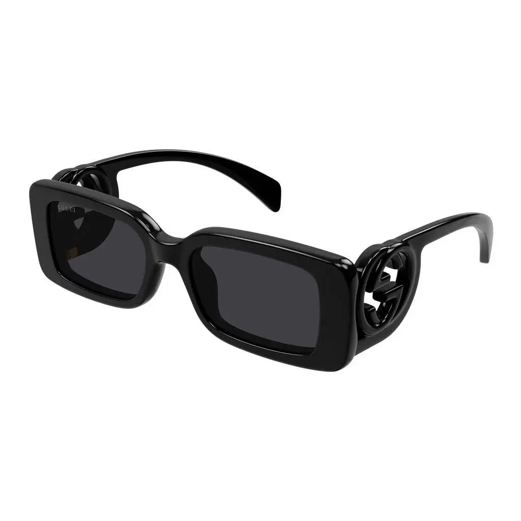 Gucci GG1325S 001 Black Dark Grey Rectangular Women Sunglasses