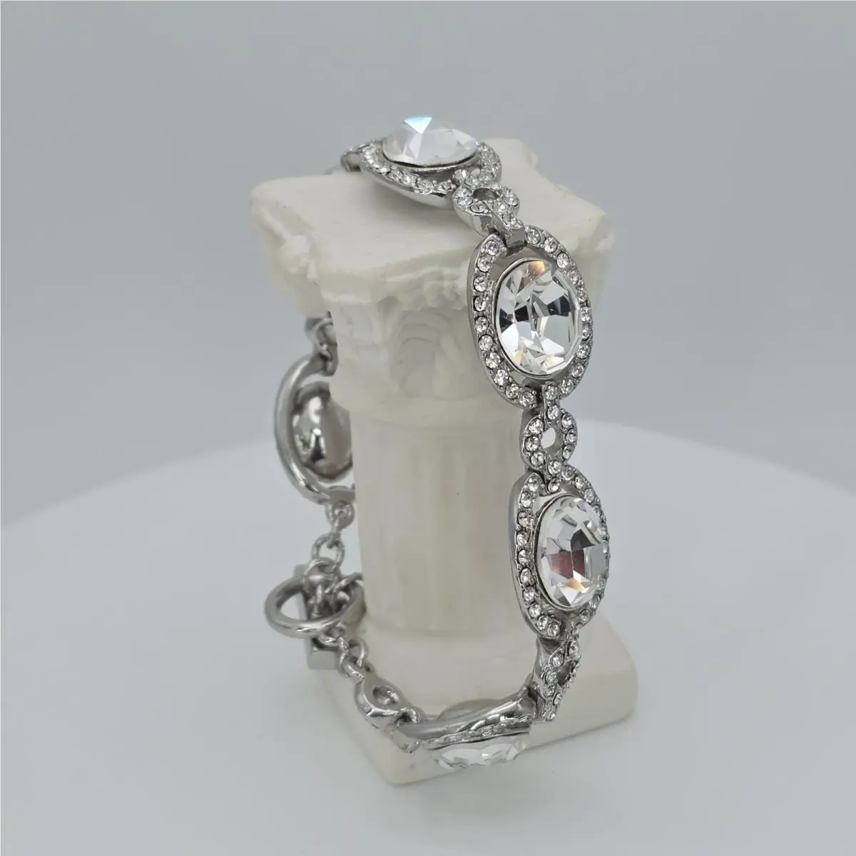 Givenchy Swarovski Bracelet Clear Crystals Silver Plate 7 w Tags Free $hip