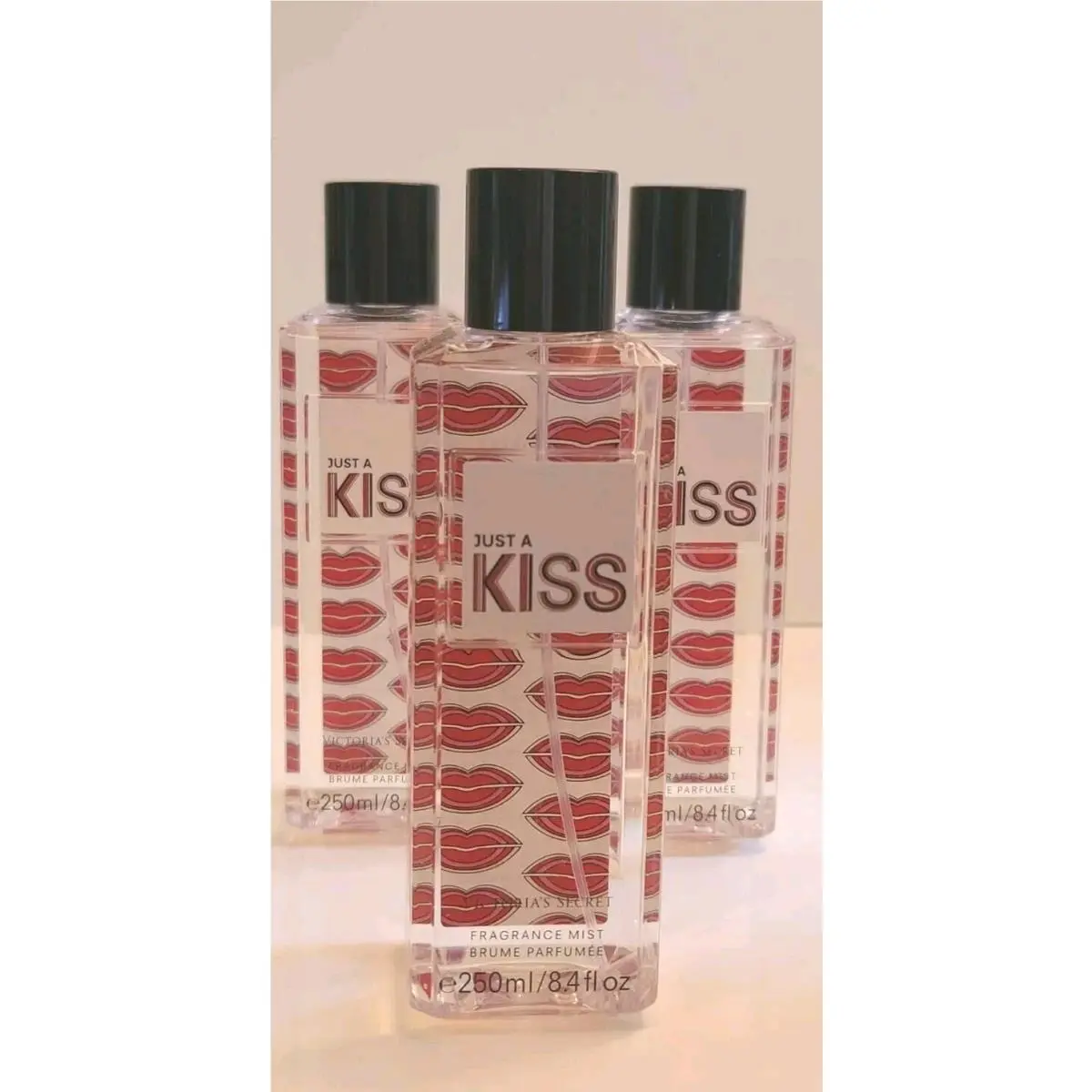 3 Pcs Victoria`s Secret Just A Kiss Fine Fragrance Body Mist 8.4 FL OZ