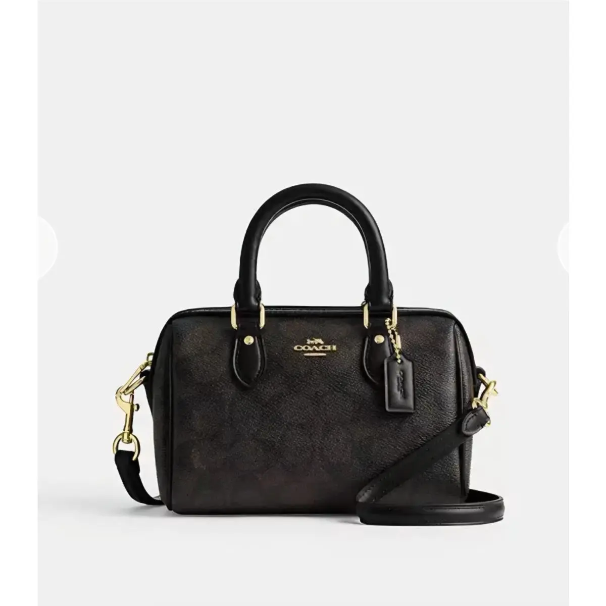 Coach Mini Rowan Crossbody Bag In Signature Canvas CW329 Gold Walnut Black