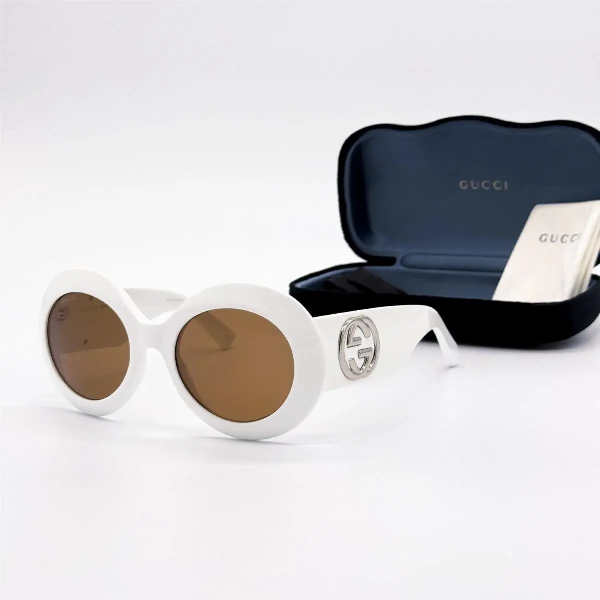 Gucci Sunglasses GG1647S 003 Women Round White Brown Eyewear