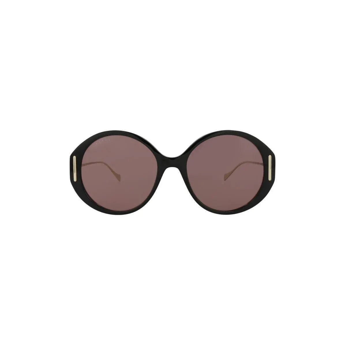 Gucci Women 57mm Novelty Round Sunglasses Black Gold Brown