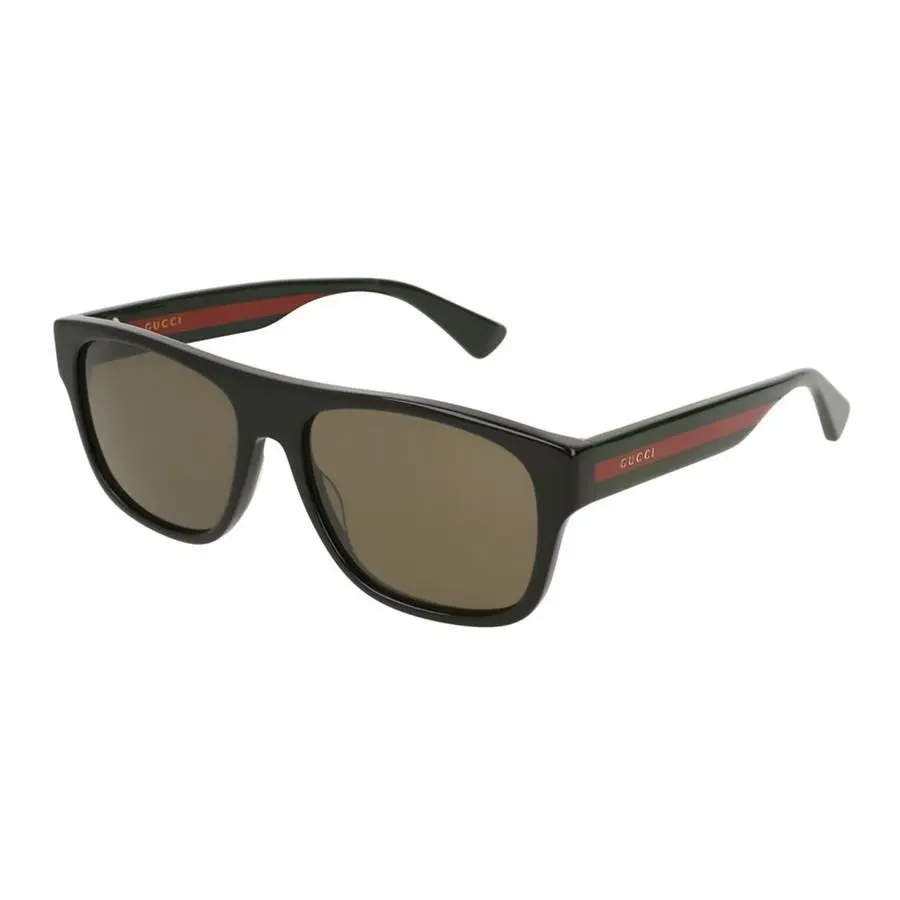 Gucci GG0341S 002 Black with Green and Red Stripe/grey Polarized 56-17-150