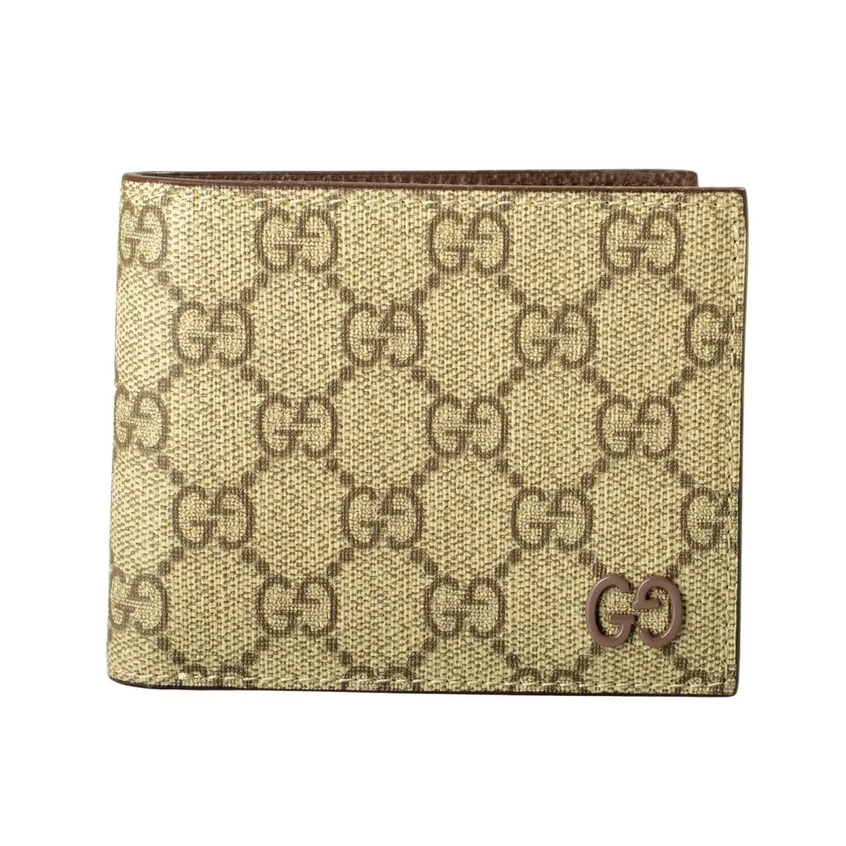 Gucci Men`s Leather Brown Interior GG Print Bifold Wallet