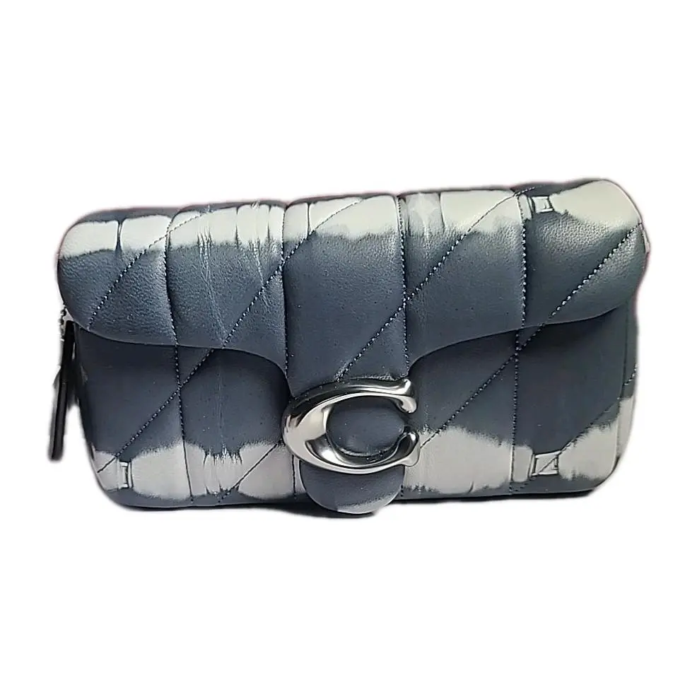 Coach Leather Quilted Tabby Wristlet Chain Bag Tie Dye Silver Midnight Navy