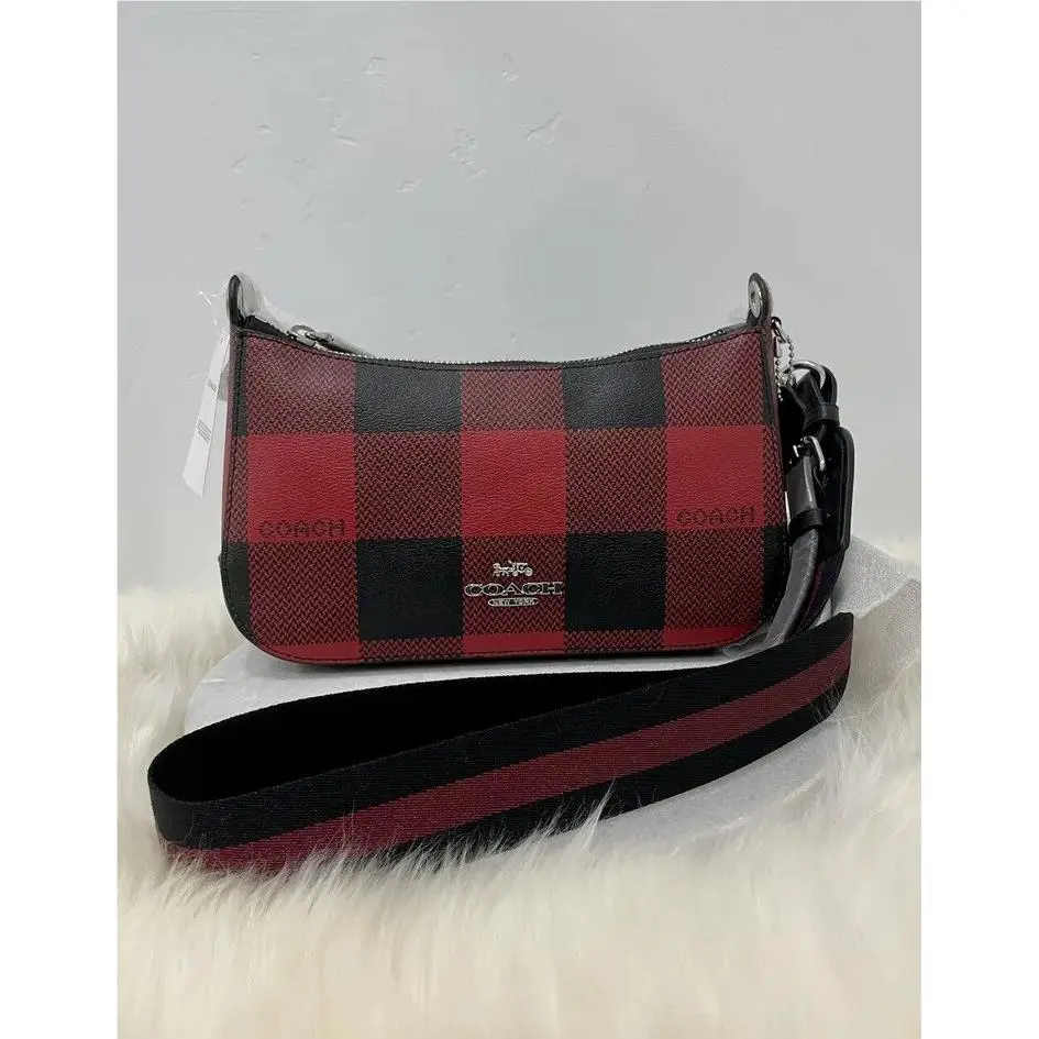 Coach Jes Baguette Shoulder Crossbody Bag with Buffalo Plaid Print