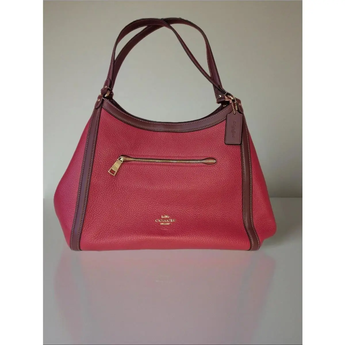 Women`s Coach Kristy Pebbled Leather Shoulder Bag Red H2291-C6828