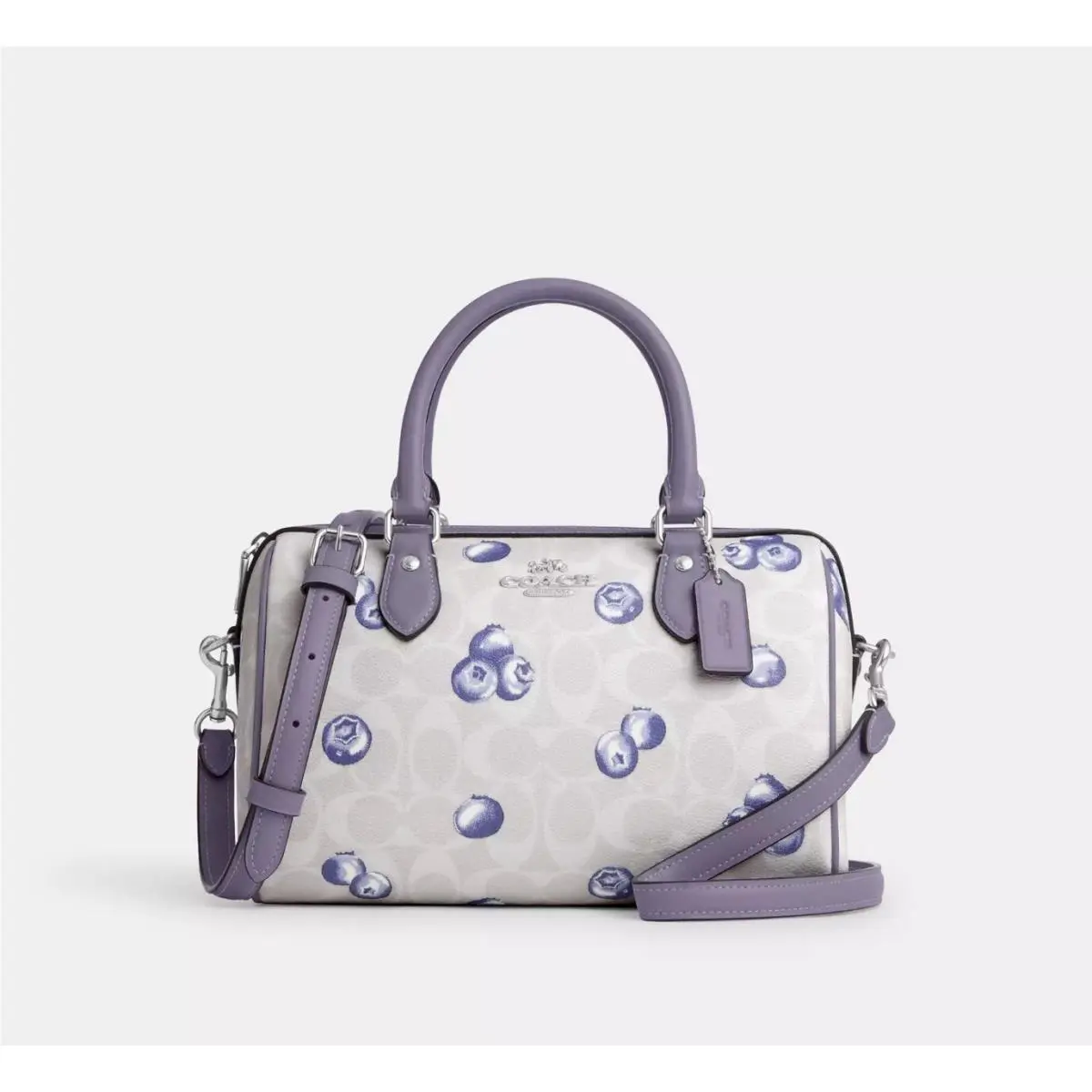 Coach Rowan Satchel Bag In Signature Canvas with Blueberry Print CT216