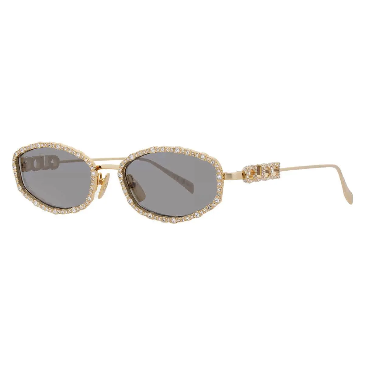 Gucci Grey Oval Ladies Sunglasses GG1803S 001 55 GG1803S 001 55