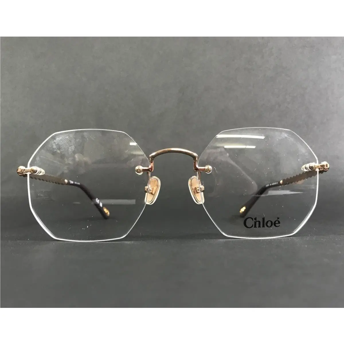 Chloé Eyeglasses Frames CH0270O 002 Gold Brown Polygon Rimless 54-20-140