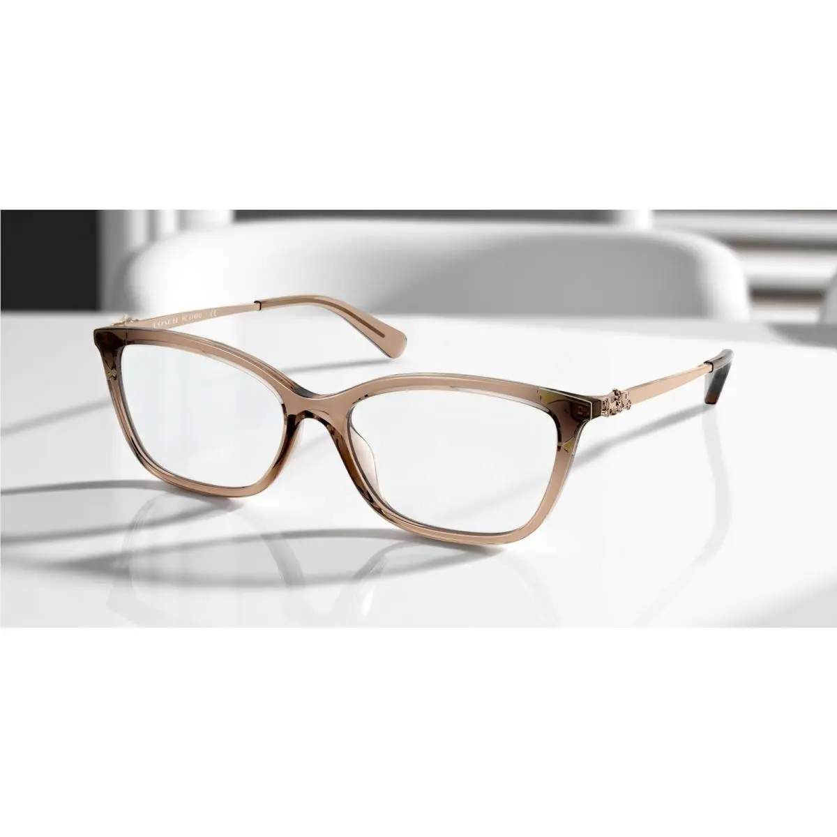 Coach HC6146U 5561 Butterfly Transparent Brown Demo Lens 53 mm Womens Eyeglasses