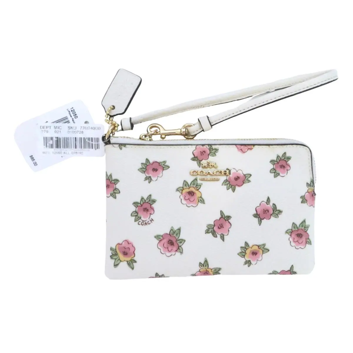 Coach Nolita 19 Flower Patch Ivory Pink Floral Coated Canvas Wristlet Last