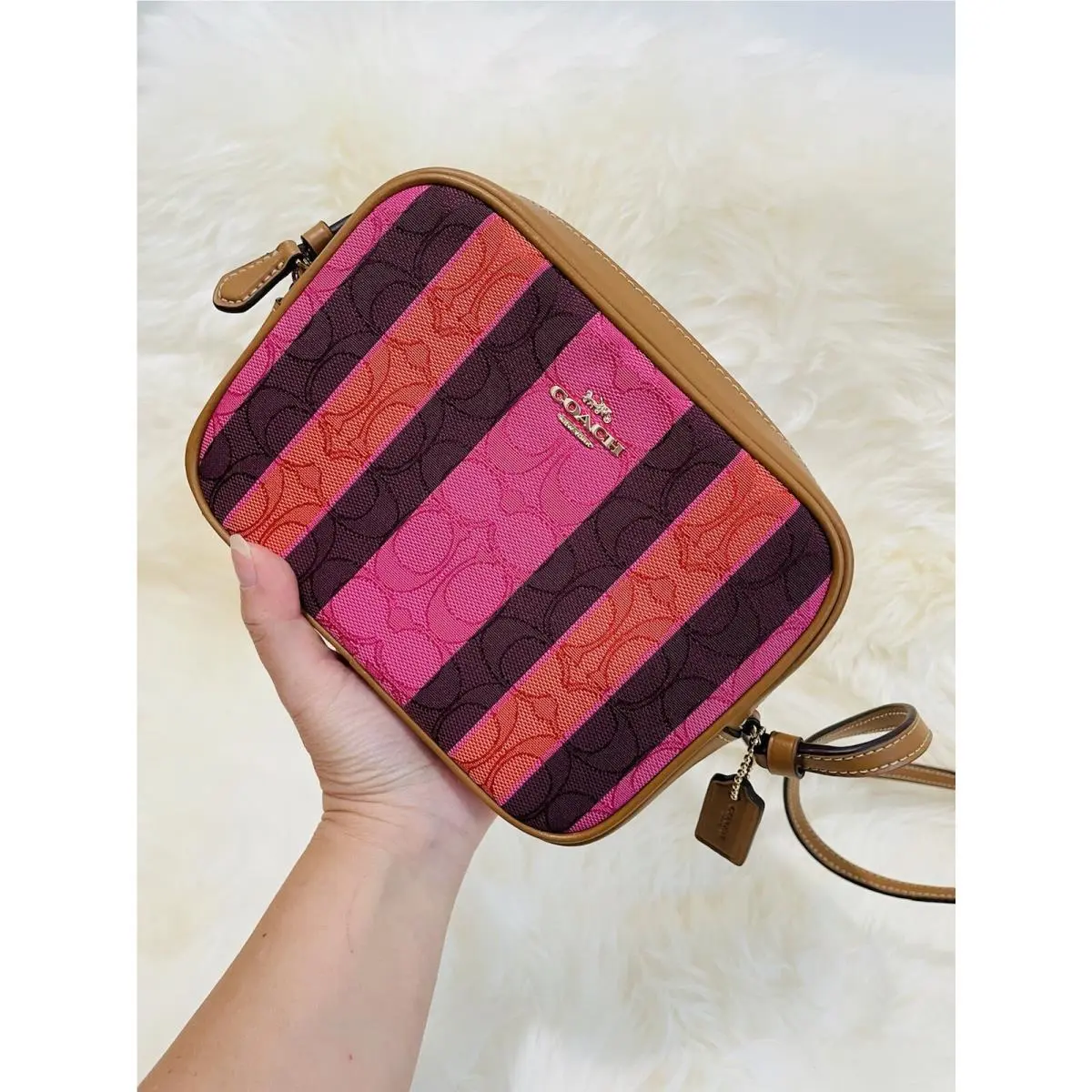 Coach Mini Camera Bag In Signature Jacquard with Stripes 250
