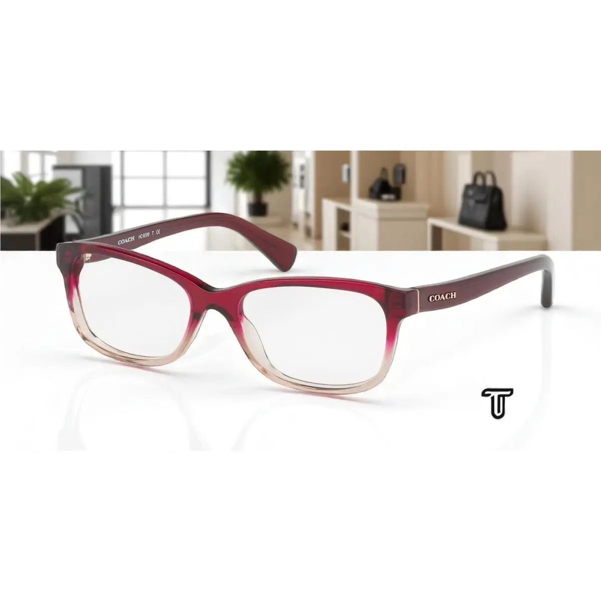 Coach HC6089 5484 Red Sand Gradient Demo Lens 51 mm Women`s Eyeglasses