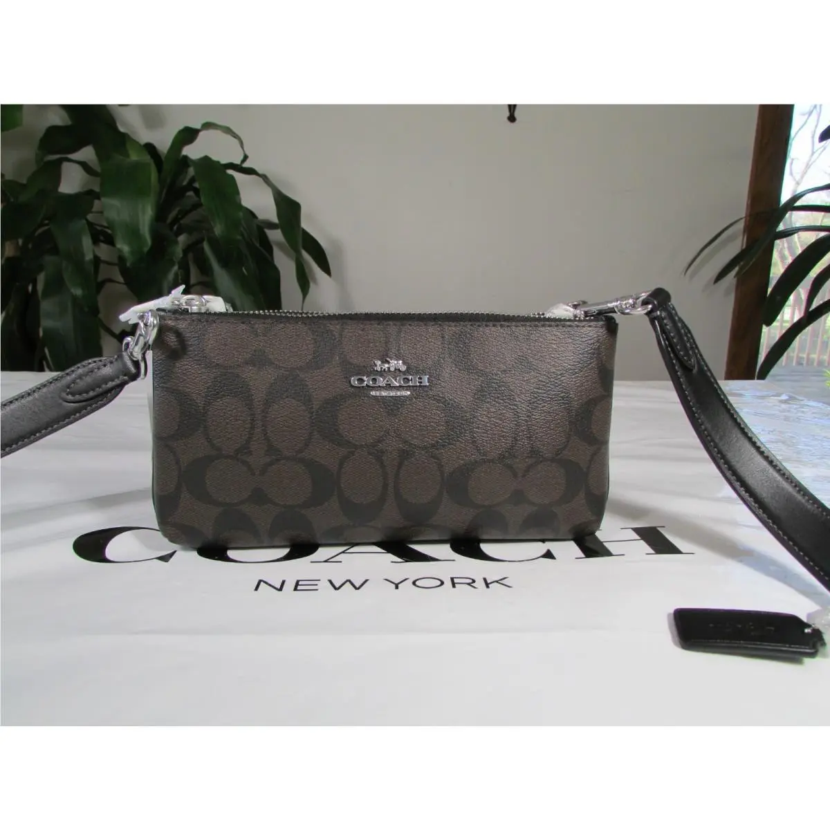 Double Zip Crossbody Bag In Signature Canvas CJ790 Brown Black by Coach