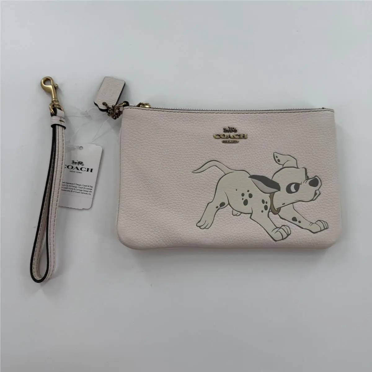 Coach Wristlet Clutch Bag Womens Small Chalk Leather Disney 101 Dalmatians