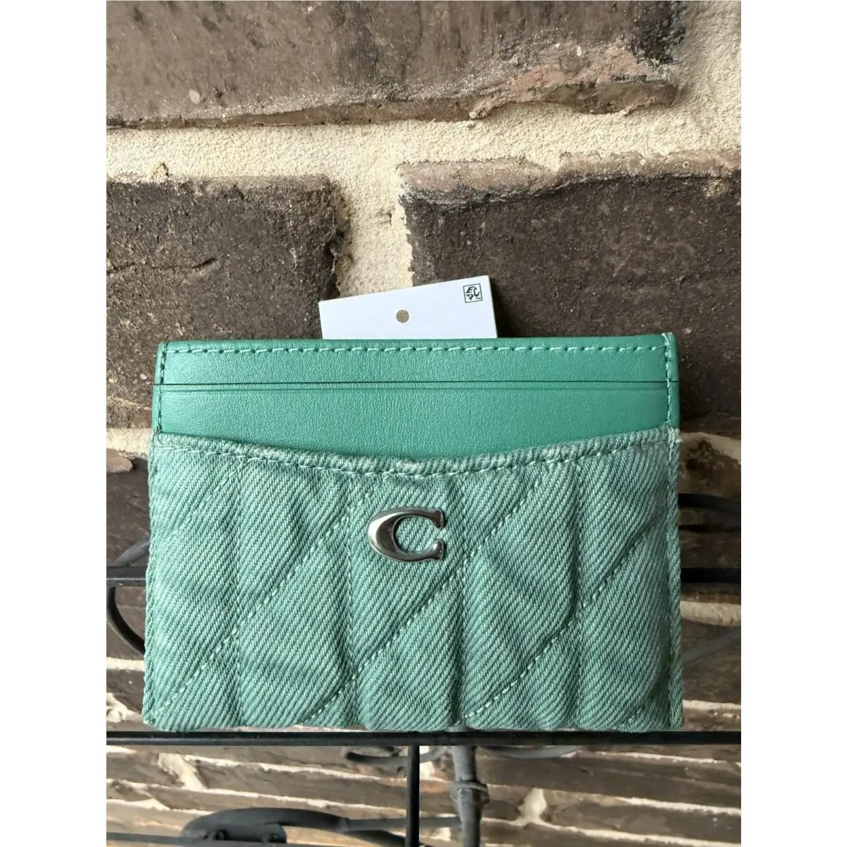 Coach Leather Credit Card Case Colorful Denim Wallet Ivy Green CBF61