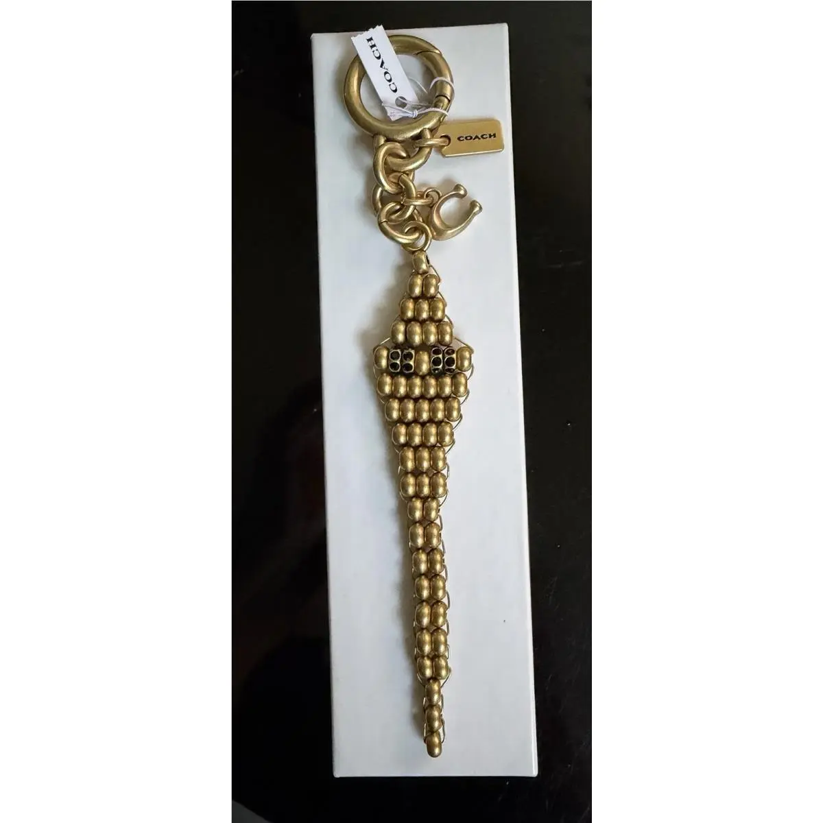 Coach Brass Lunar Year Beaded Snake Bag Charm CZ127