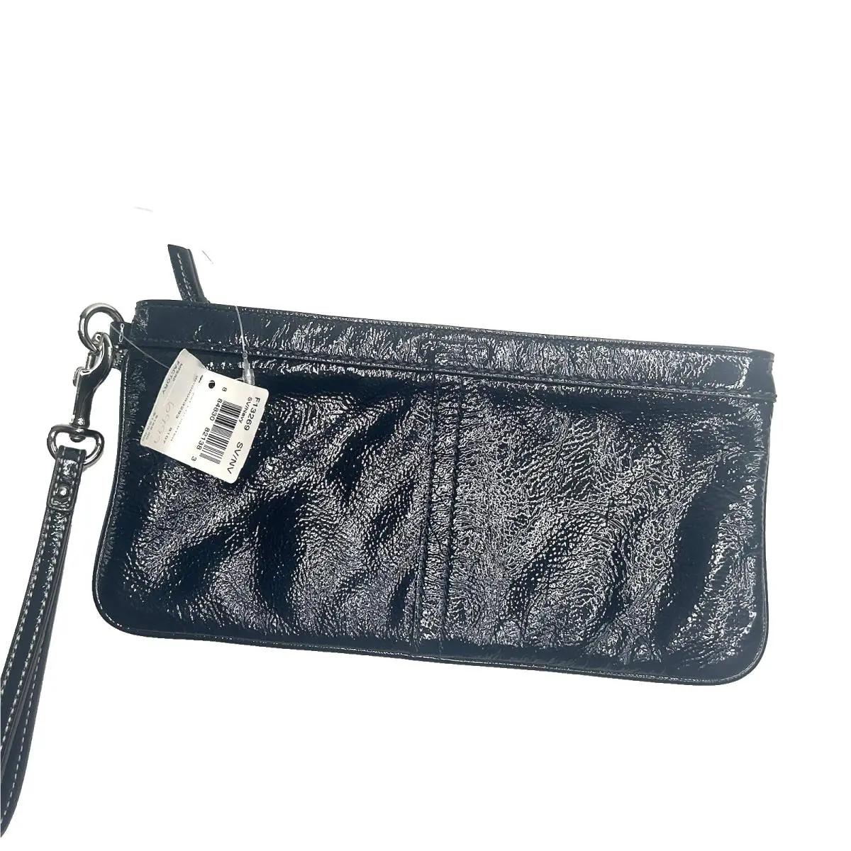 Coach Purse F13269 Patent Leather Clutch Wristlet Navy Removable Strap