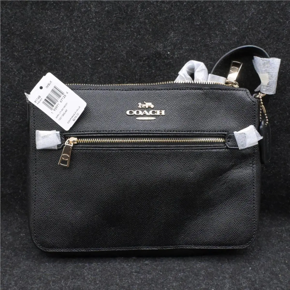Coach 91148 Crossgrain Leather Gallery File Bag Crossbody Black