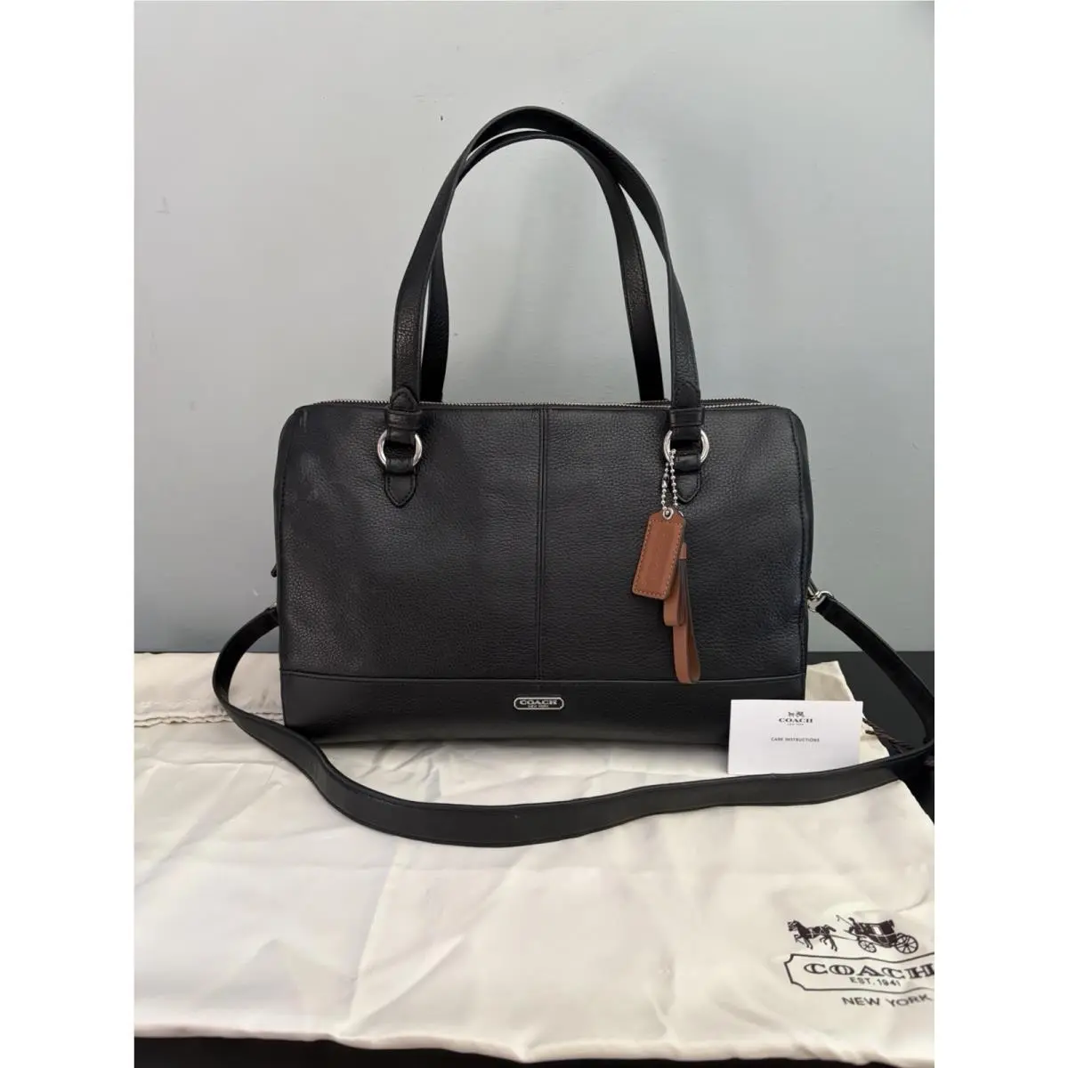 Coach Park Katheryn Black Leather Triple Zip Satchel Shoulder Bag 31324