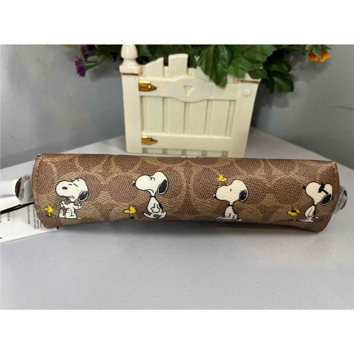 Coach X Peanuts Pencil Case In Signature Canvas with Snoopy Print CBT17