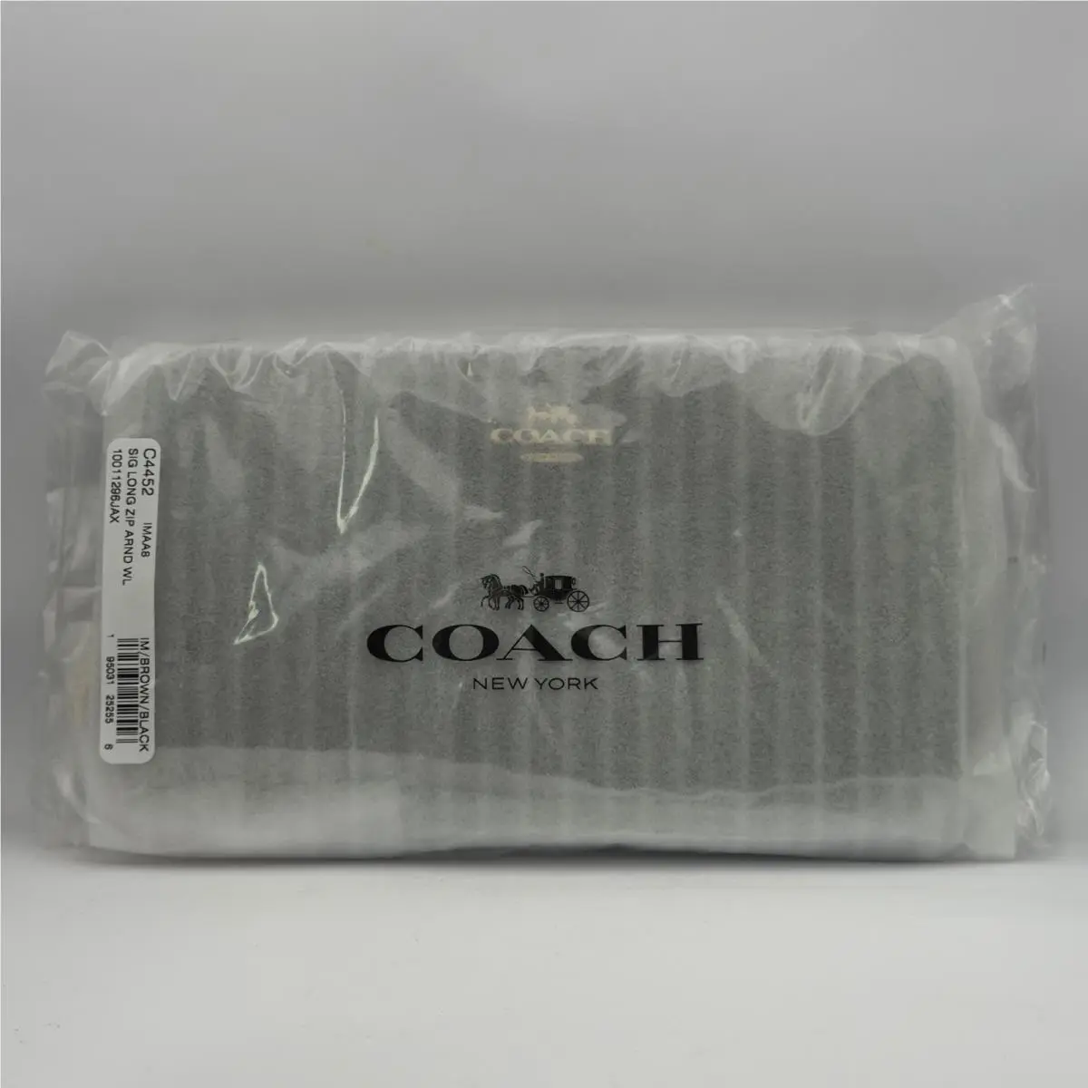 Coach C4452 Long Zip Around Logo Wallet in Signature Canvas Brown/black