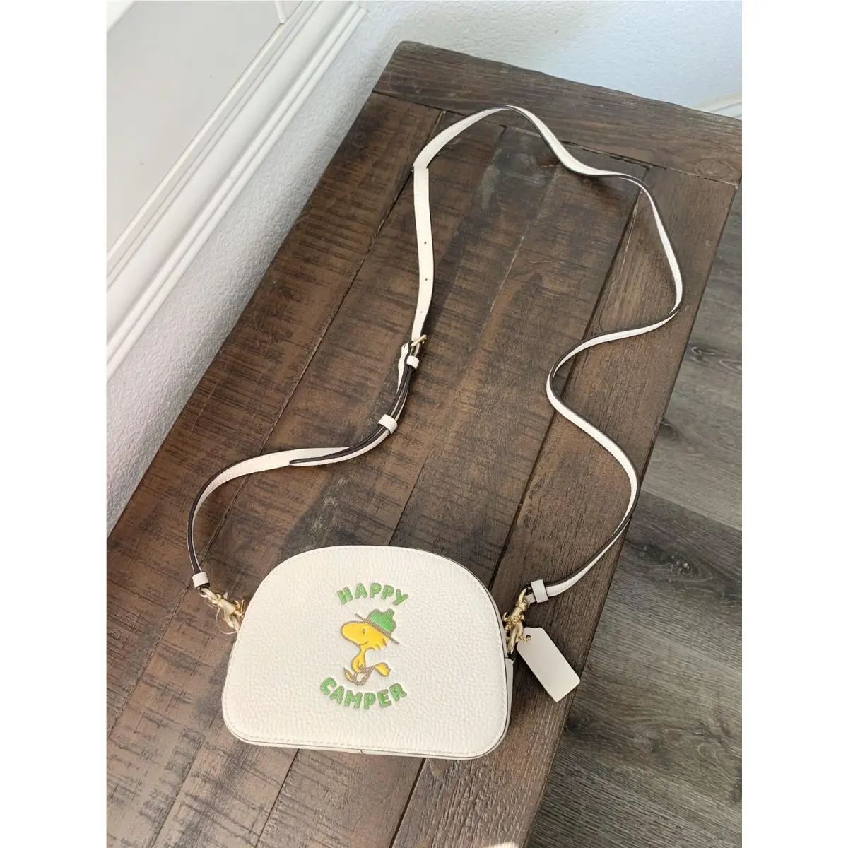 Coach Peanuts Woodstock Mini Serena Leather Crossbody Happy Camper Handbag