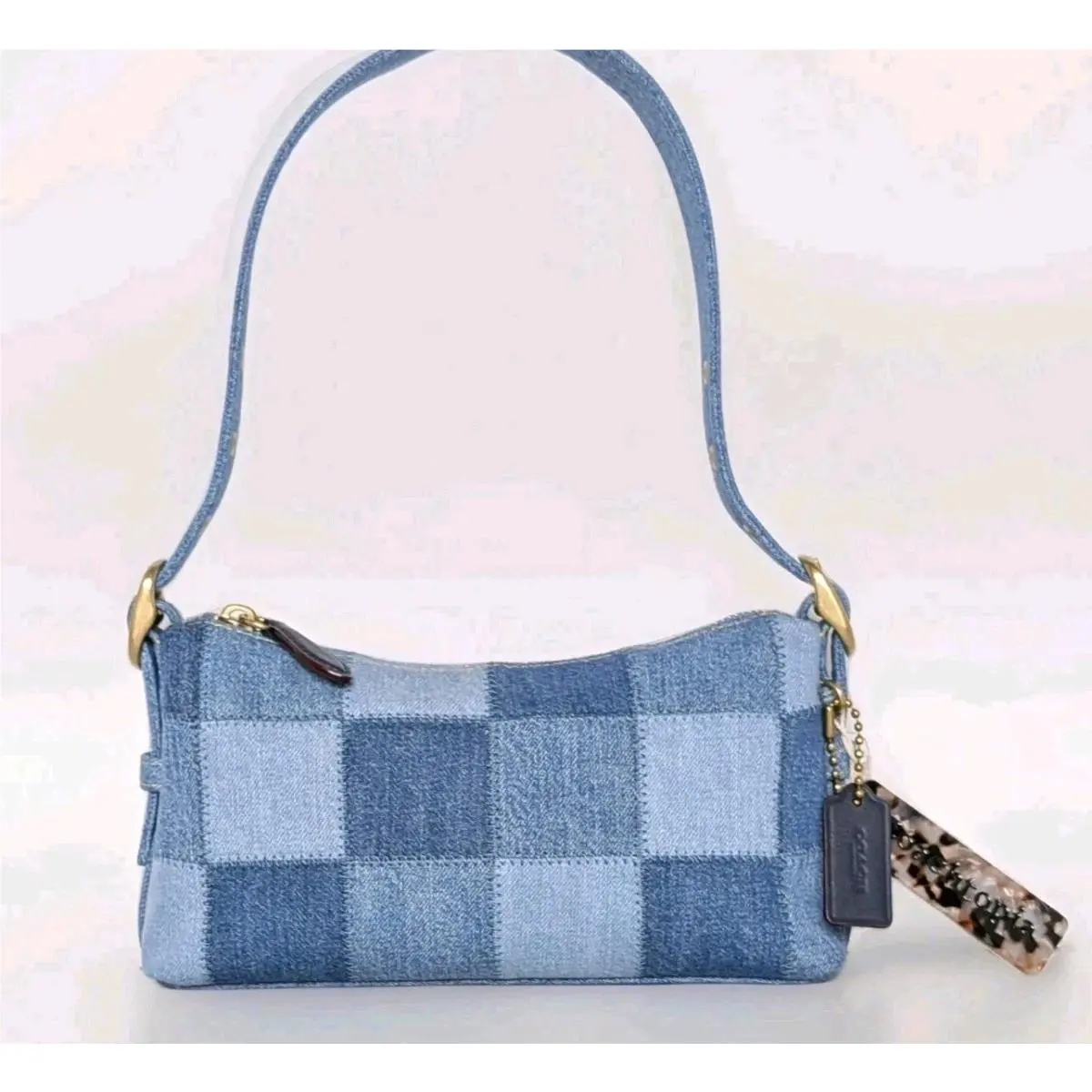 Coach Coachtopia Alter/ego Shoulder Bag Checkerboard Denim Patchwork Small