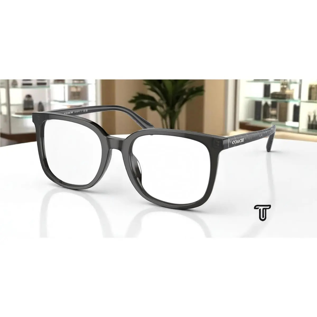 Coach HC6227U 5793 Transparent Dark Grey Demo Lens 54 mm Men`s Eyeglasses