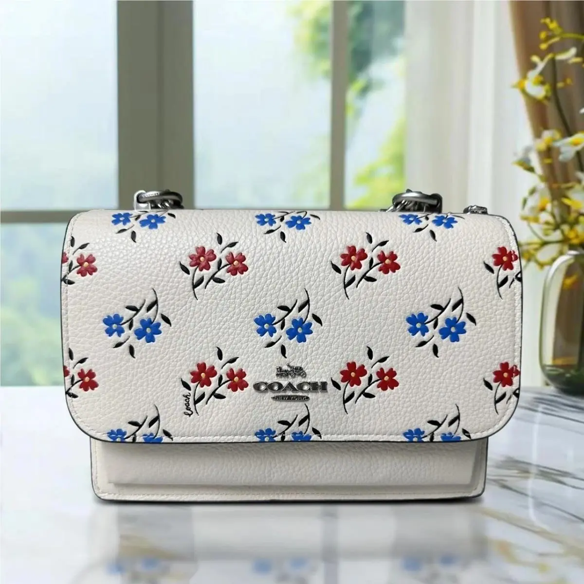Coach CT831 Klare Crossbody Bag with Floral Print Leather Chalk Multi