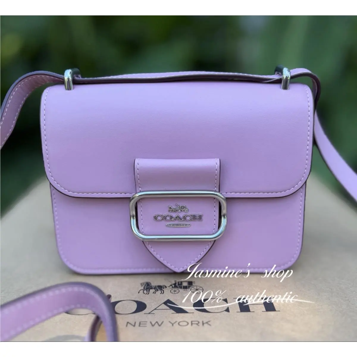 Coach Morgan Square Refine Calf Leather Crossbody CL416 Silver/ Tulip