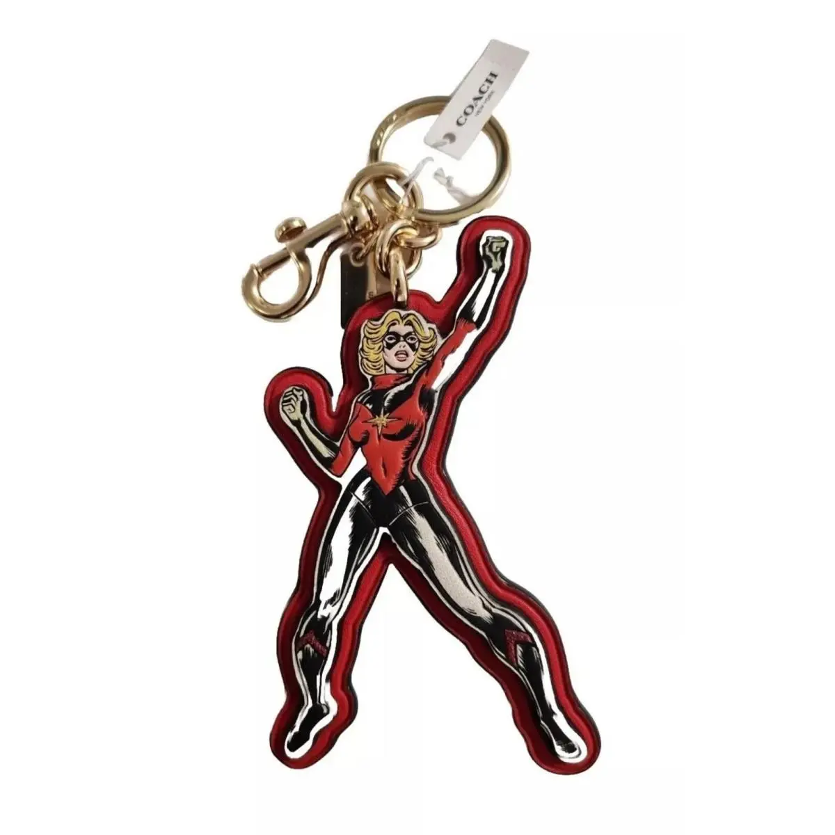 Coach Captain Marvel Carol Danvers Leather Bag Charm Keycha