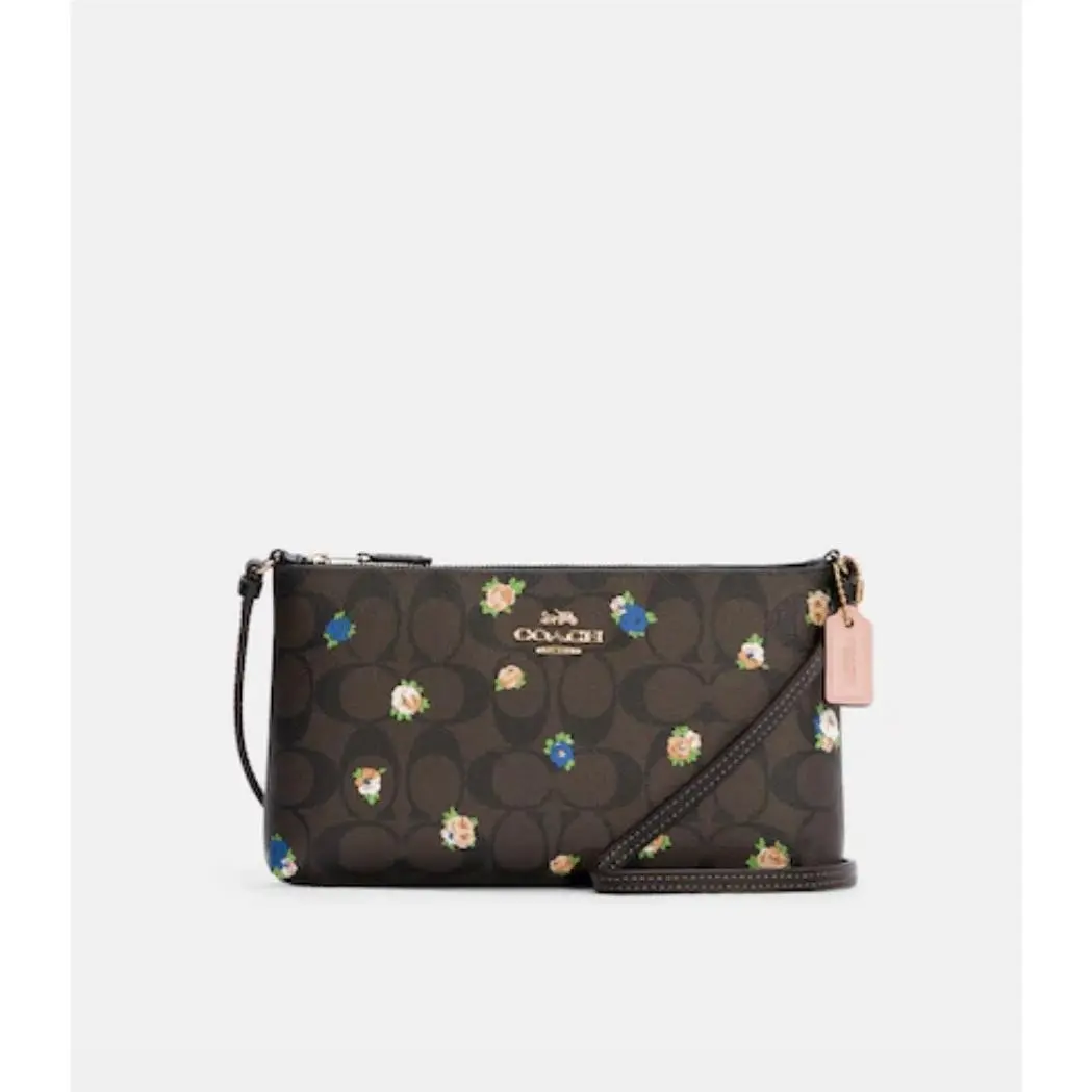 Zip Top Crossbody In Sig Canvas with Vintage Mini Rose Print by Coach