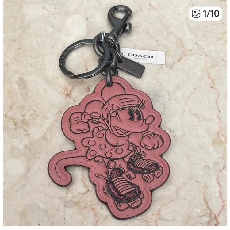 Coach Disney X Minnie Mouse Rollerskate Keyfob Keychain Purse Charm Pink