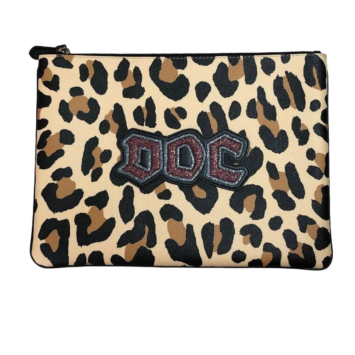 Disney X  Snow White Glitter Doc Large Clutch Pouch Leopard Print by Coach